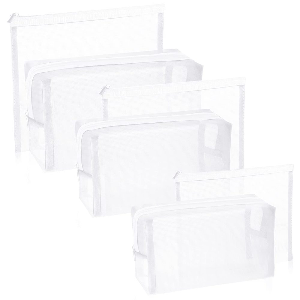 6 Pieces Mesh Makeup Bags Mesh Cosmetic Bag Portable Travel Organizing Zipper💛